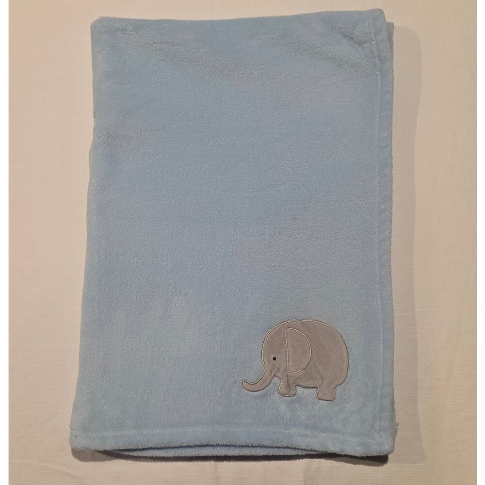 NoJo Elephant Infant Baby Blanket Boy Blue Plush EUC 40 X 33